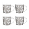 Set of 4 KitchenCraft China Grey Floral Mugs