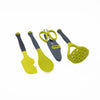 Colourworks Brights Set with Kitchen Spoon, Masher, Scissors and "The Swip" - Green