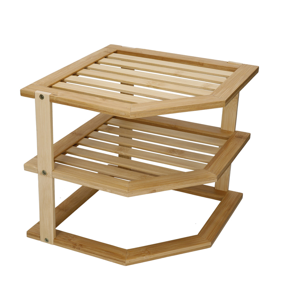 Copco Bamboo 3-Tier Kitchen Corner Storage Shelf image 1