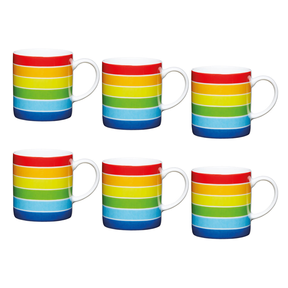 Set of 6 KitchenCraft 80ml Porcelain Rainbow Espresso Cups image 1