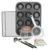 10pc Mince Pie Gifting Set with, 12-hole Baking Pan, Cooling Rack, Glass Jar, Star Cutters, Seive, Jar Labels and Labelling Pens image 1