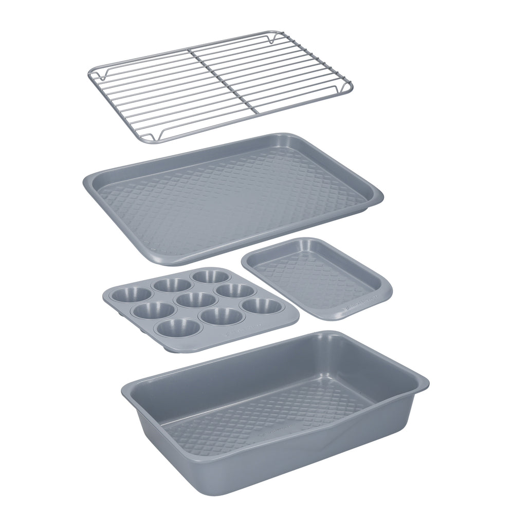 KitchenCraft MasterClass Smart Ceramic Set van 2 Ovenschalen, Koolstofstaal, 42 x 31,6 x 16,3 Centimeter, Grijs, MCCER04GRY KitchenCraft MasterClass Smart Ceramic Set van 2 Ovenschalen, Koolstofstaal, 42 x 31,6 x 16,3 Centimeter, Grijs, MCCER04GRY