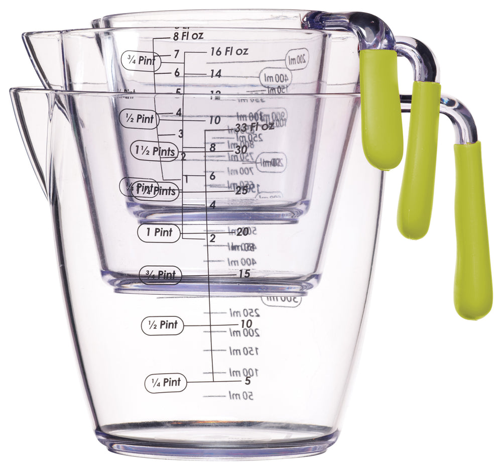 Colourworks 3 Piece Green Acrylic Measuring Jug Set image 1