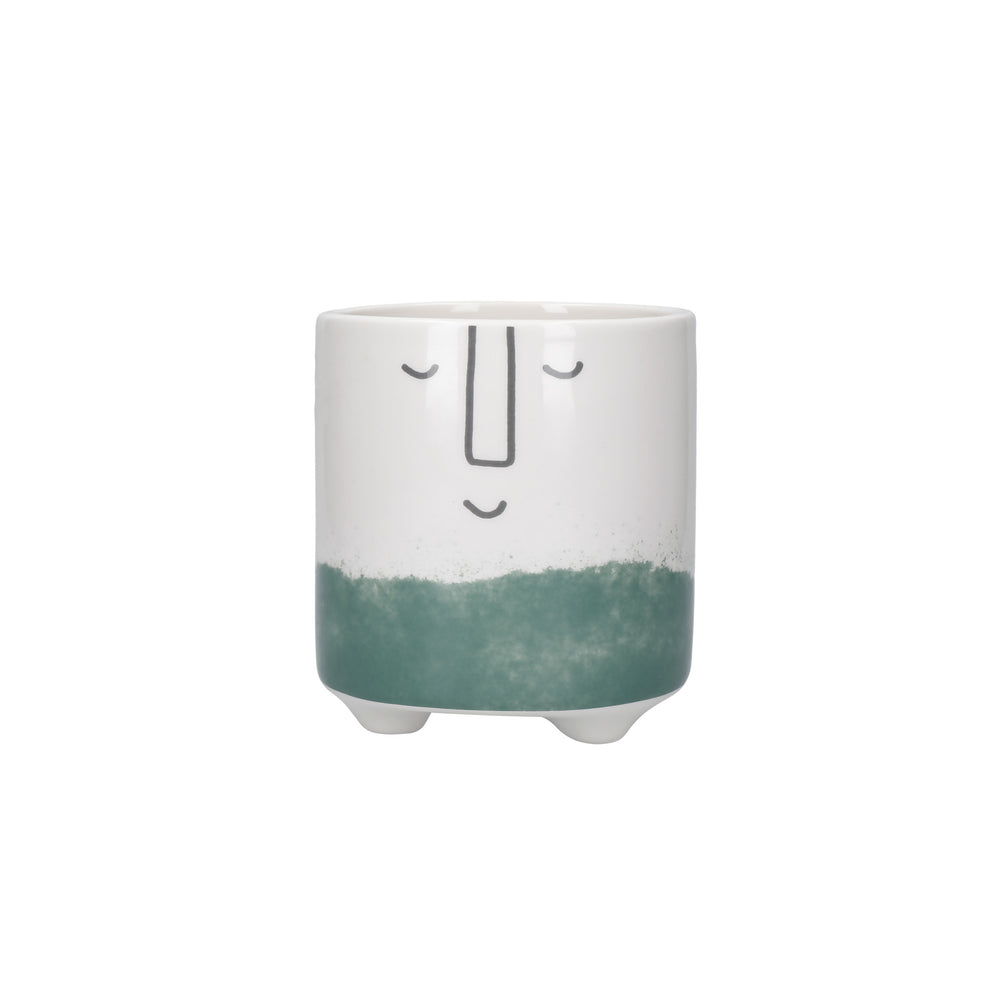 KitchenCraft Cheerful Face Planter, Dolomite, White / Green Ombré image 1