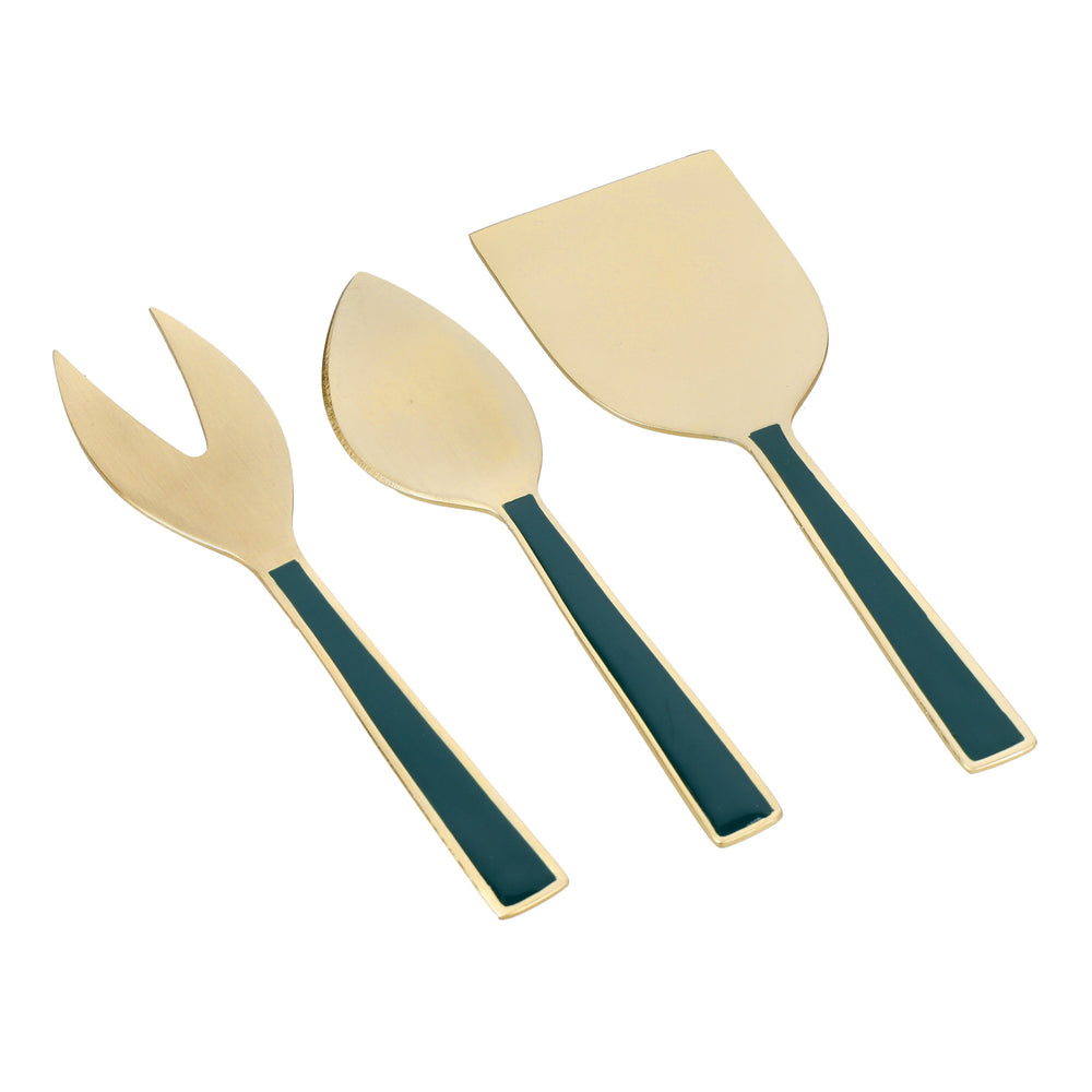 Artesà Cheese Knife Set - Green and Gold, 3 Pieces image 1