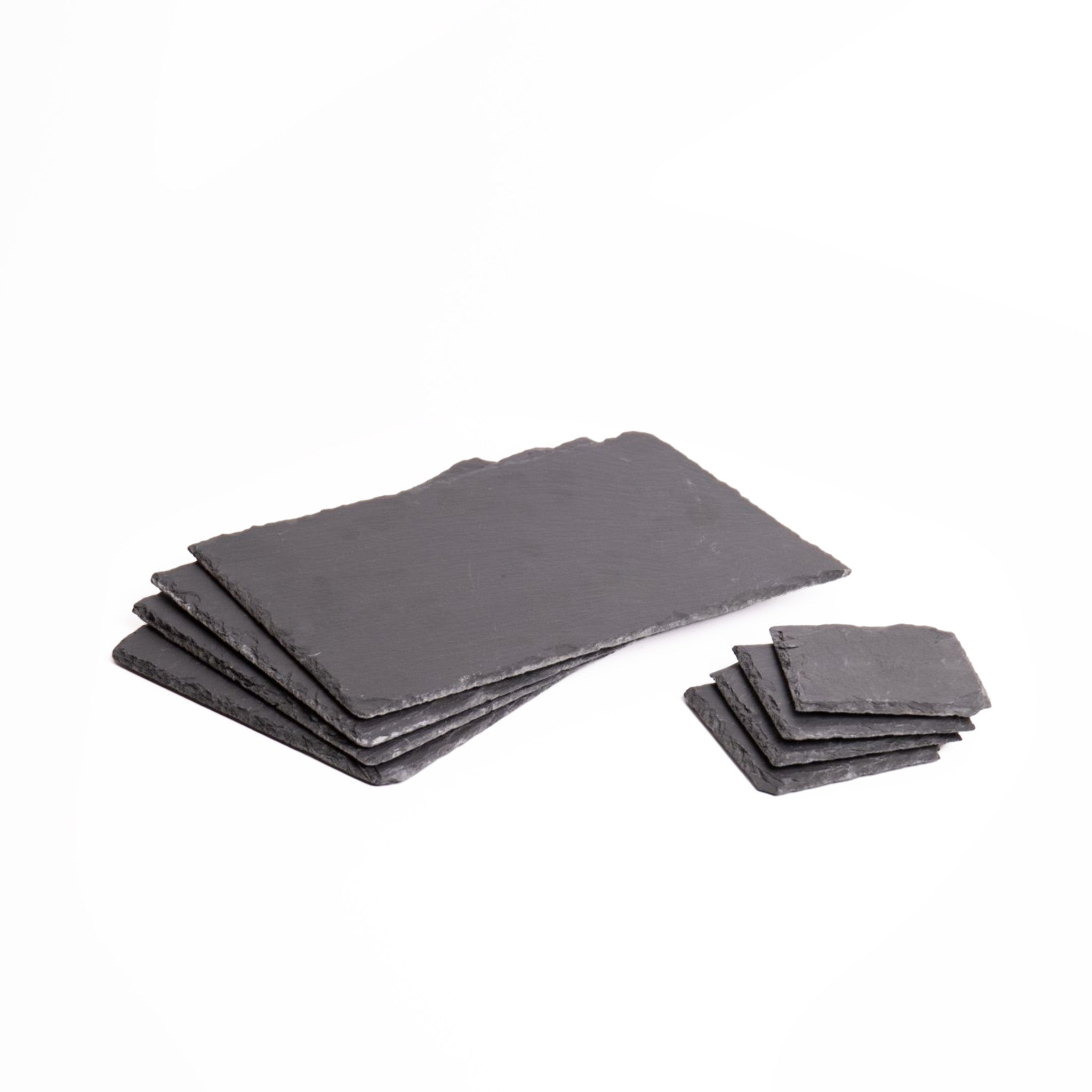 8pc Placemat and Coaster Set with 4x Black Slate Placemats and 4x Coas