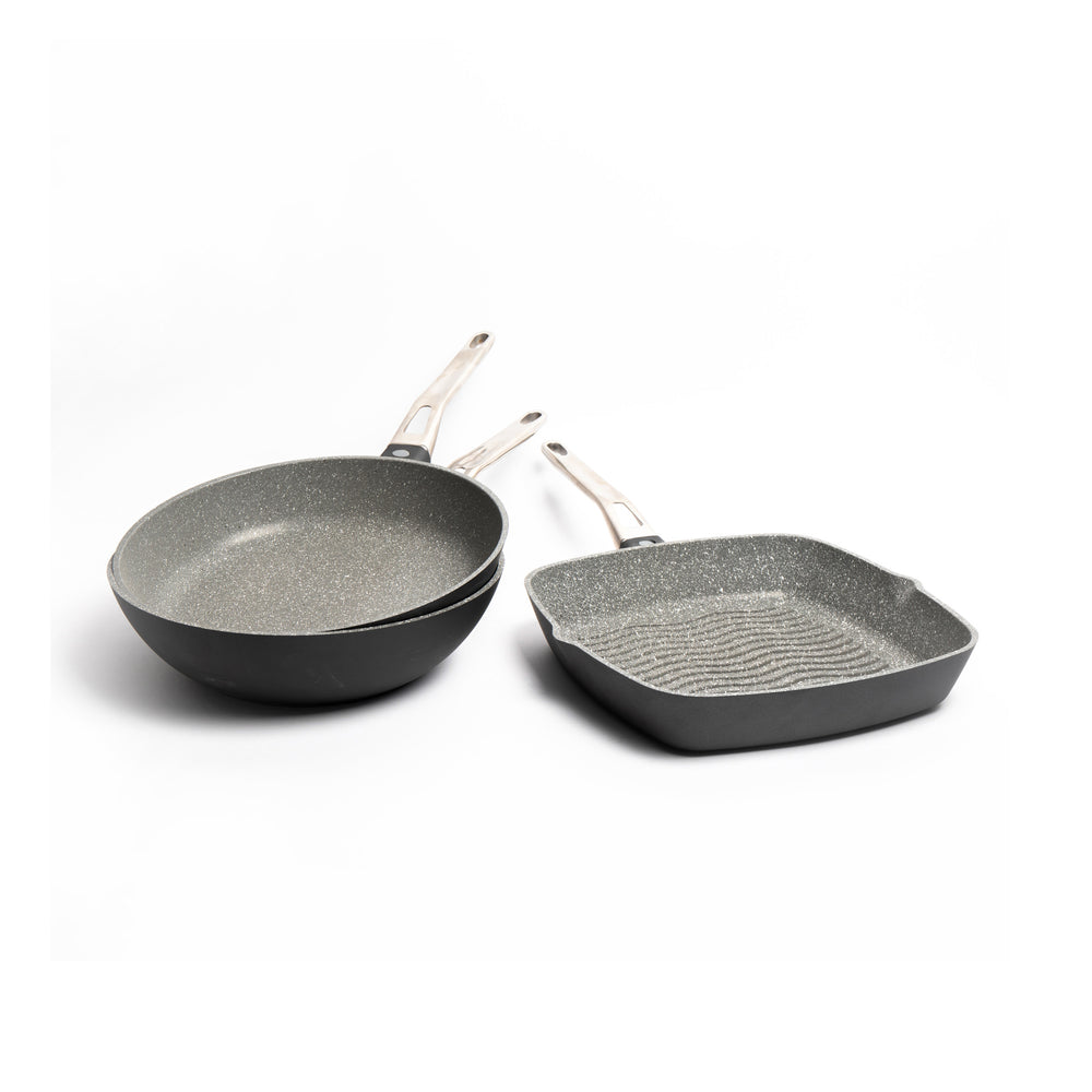 3pc Non-Stick Cast Aluminium Frying Set with 28cm Wok, 28cm Frying Pan and 28cm Crepe Pan image 1