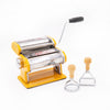 3pc Pasta Making Set with Yellow Stainless Steel Pasta Maker, Round Ravioli Cutter and Square Ravioli Cutter image 1