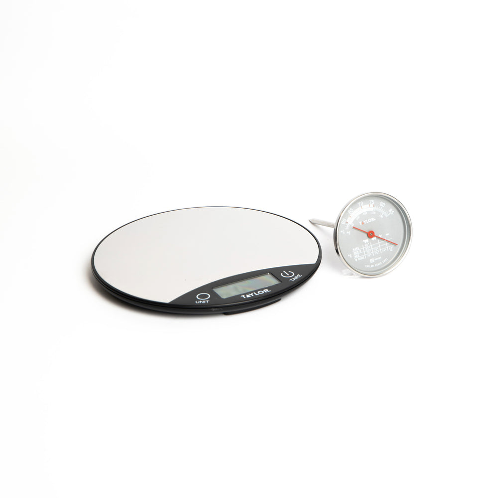 2pc Kitchen Tools Set including Black & Silver Dual Kitchen Scales 5kg and Pro Leave-In Meat Thermometer image 1