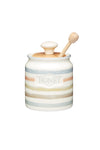 Classic Collection Striped Ceramic Honey Pot with Wooden Dipper image 1