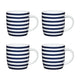 Set of 4 KitchenCraft China Nautical Stripe Mugs