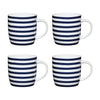 Set of 4 KitchenCraft China Nautical Stripe Mugs
