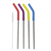 Colourworks Set of 4 Reusable Metal Straws and Cleaner Brush in Gift Box, Stainless Steel image 1
