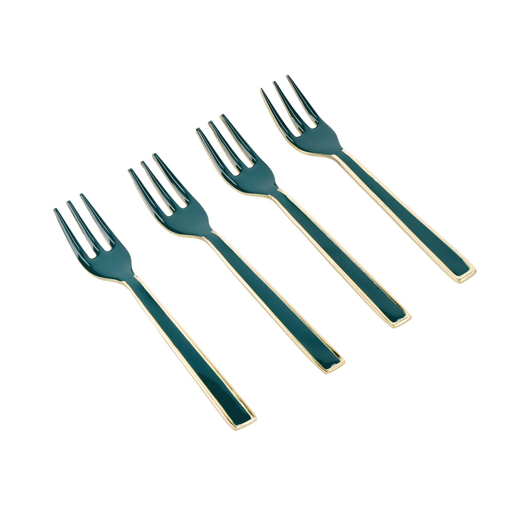 Artesà Set of Mini Serving Forks - Green and Gold, 4 Pieces image 1