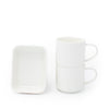 3pc White Porcelain Tea Set with 2x Stacking Mugs and Tea Bag Condiment Caddy - M By Mikasa