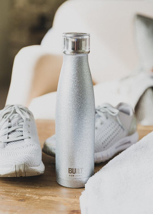 BUILT 500ml Double Walled Stainless Steel Water Bottle Silver Glitter image 5