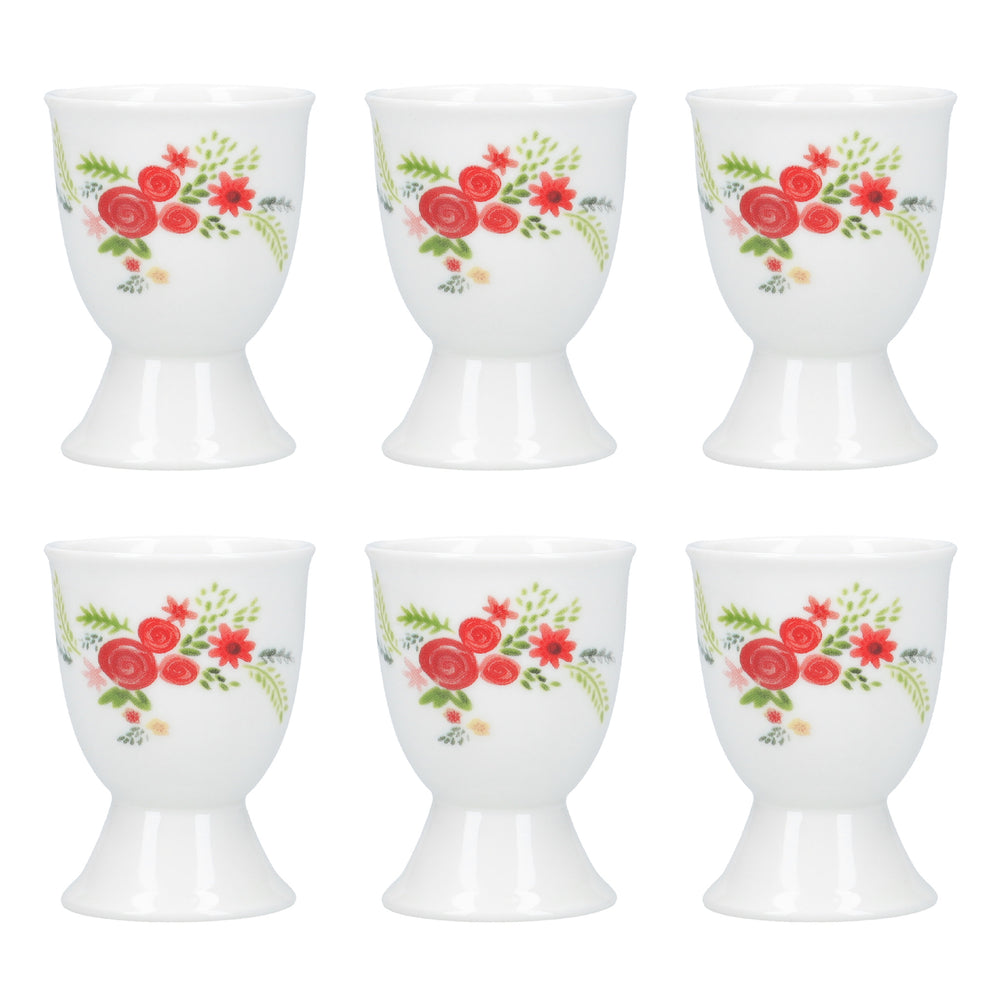 Set of 6 KitchenCraft Flowers Porcelain Egg Cups image 1