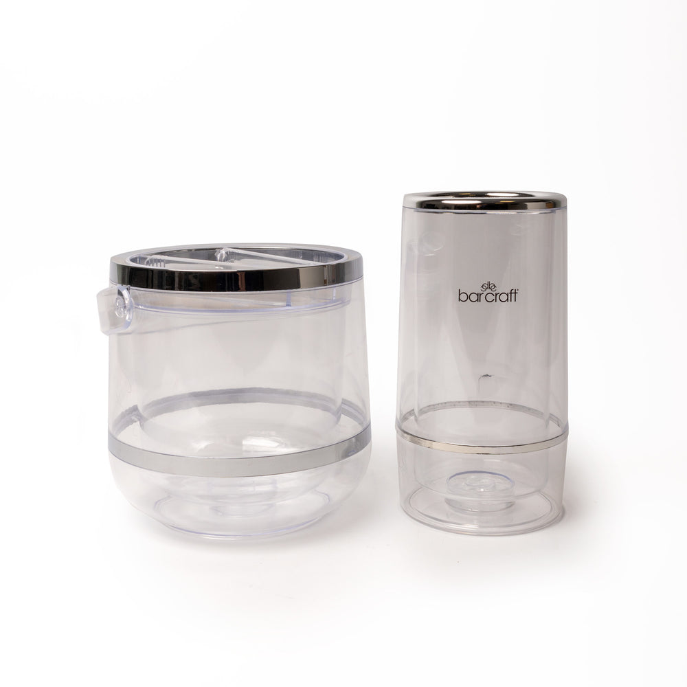 2pc Wine Accesories Set with Double-Walled Acrylic Wine Bottle Cooler and Ice Bucket image 1