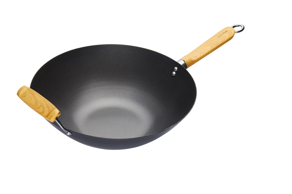 KitchenCraft World of Flavours Oriental Carbon Steel Non-Stick Wok, 35cm image 1