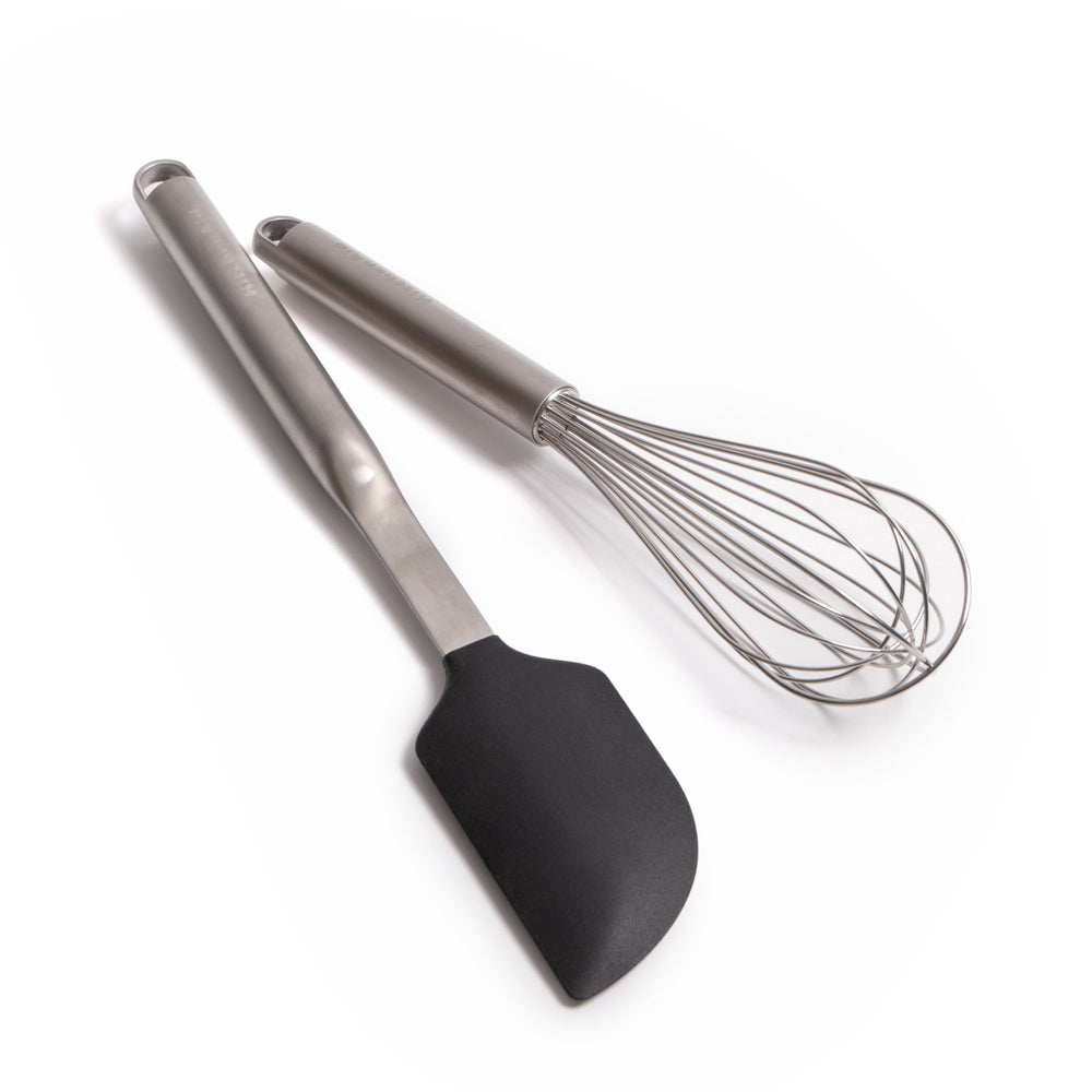 2pc Premium Stainless Steel Utensil Set including Whisk and Scraper Spatula image 1