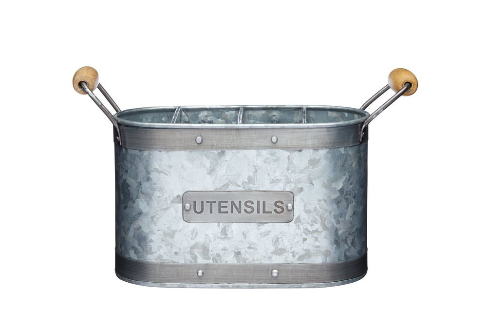 Industrial Kitchen Galvanised Steel Utensil Caddy image 1