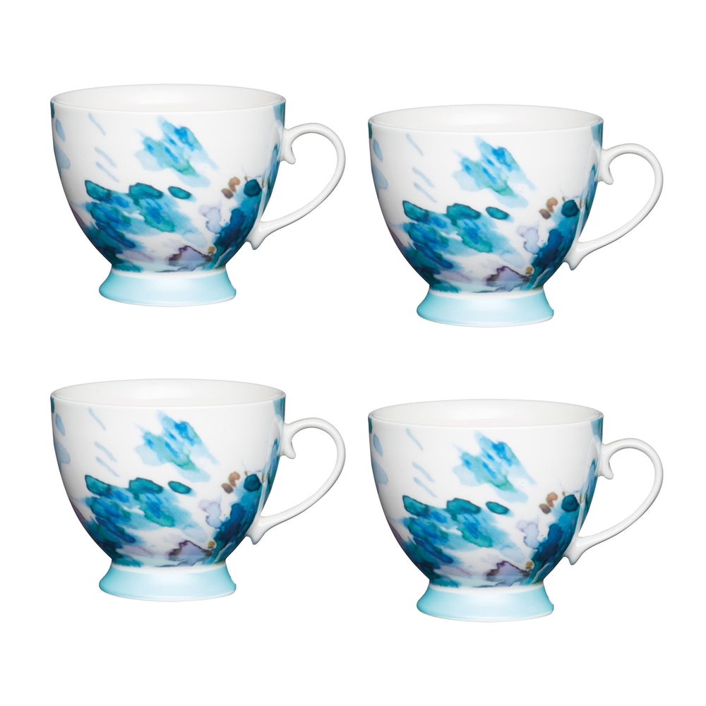 Set of 4 KitchenCraft China Painted Floral Footed Mugs image 1
