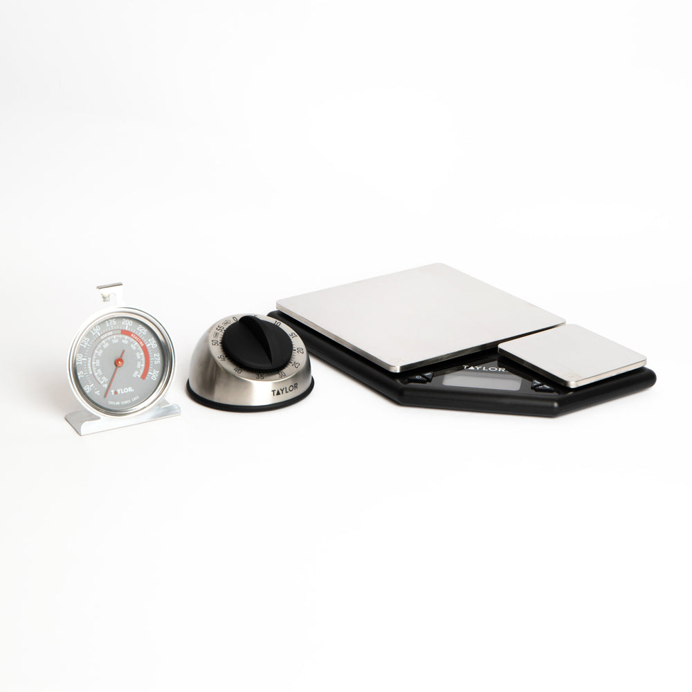 3pc Gift-Boxed Measuring Set with Pro Dual Platform Digital Kitchen Scale, Pro Oven Thermometer & Pro Classic Dial Timer image 1