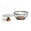 2pc Kitchenware Set with Mango Wood Footed Cake Stand and Kitchen Wire Fruit Basket image 1
