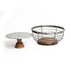 2pc Kitchenware Set with Mango Wood Footed Cake Stand and Kitchen Wire Fruit Basket