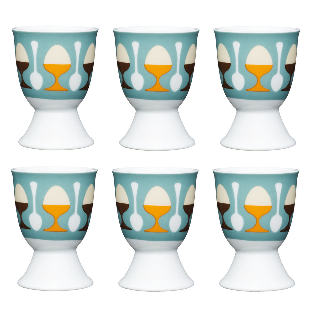 Set of 6 KitchenCraft Retro Eggs Porcelain Egg Cups image 1