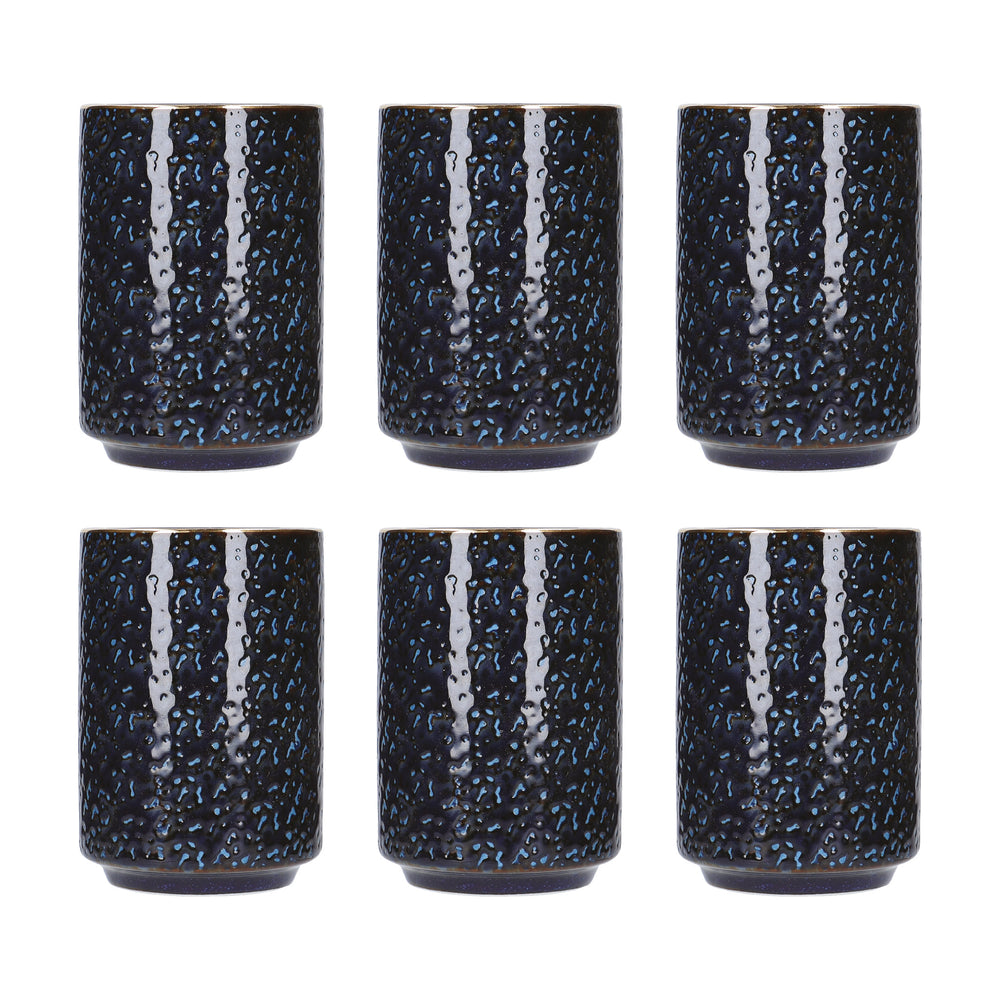 Set of 6 Mikasa Satori Porcelain 300ml Indigo Blue Cups image 1