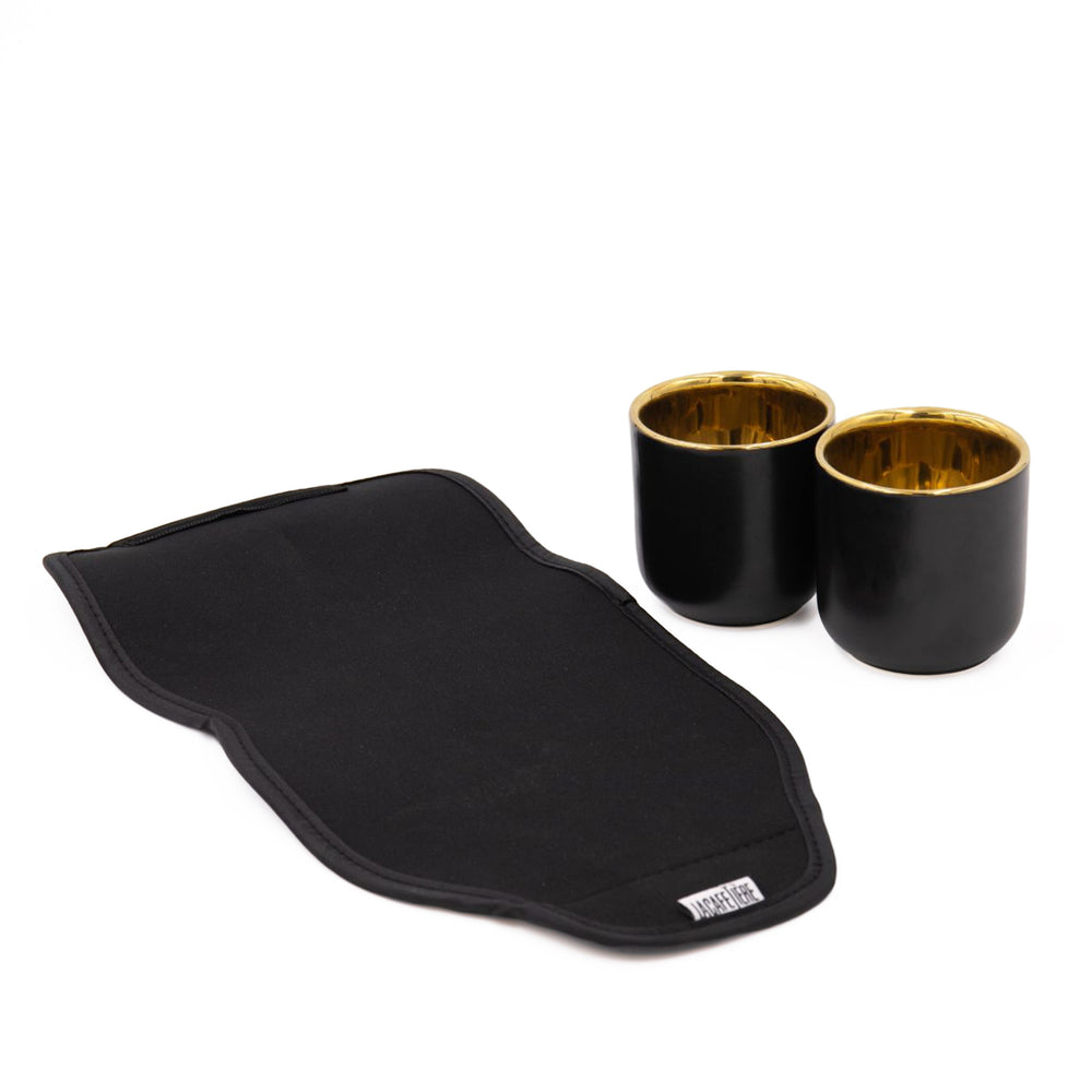 3pc Coffee Set with Black Cafetière Cosy and 2x Insulated Black Ceramic Coffee Mugs image 1