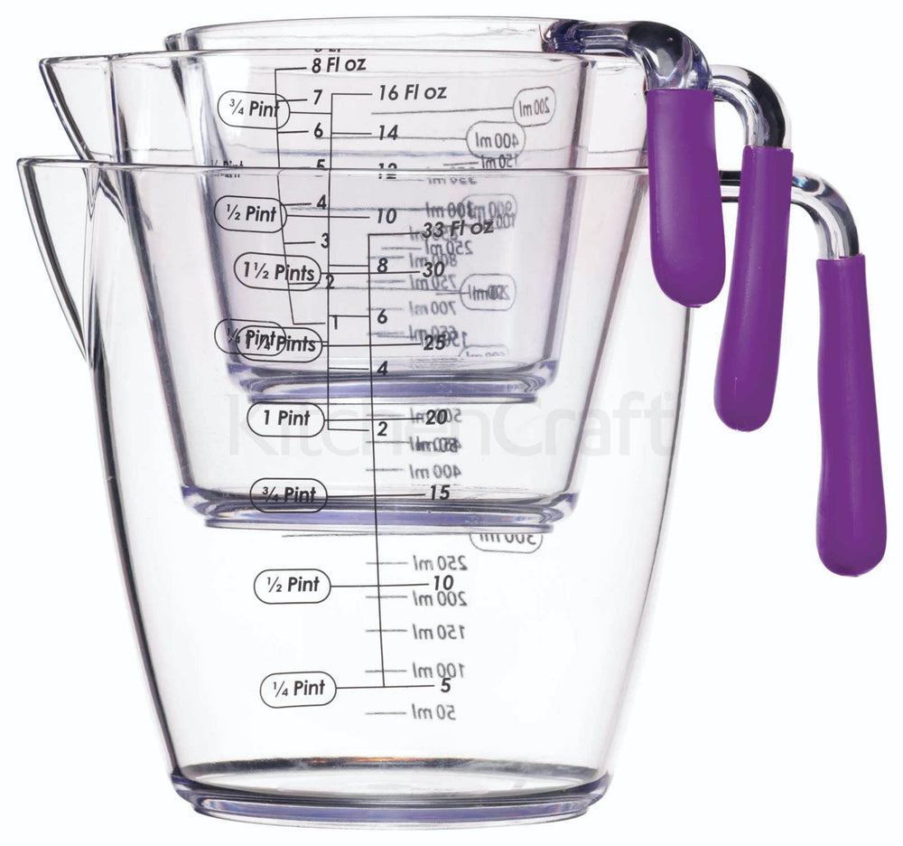 Colourworks 3 Piece Purple Acrylic Measuring Jug Set image 1