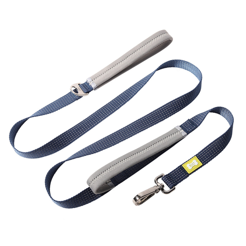 BUILT PET Large Double Handle Night Safe Reflective Lead - Blue image 1