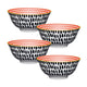 Set of 4 KitchenCraft Red Swirl and Black Spots Ceramic Bowls