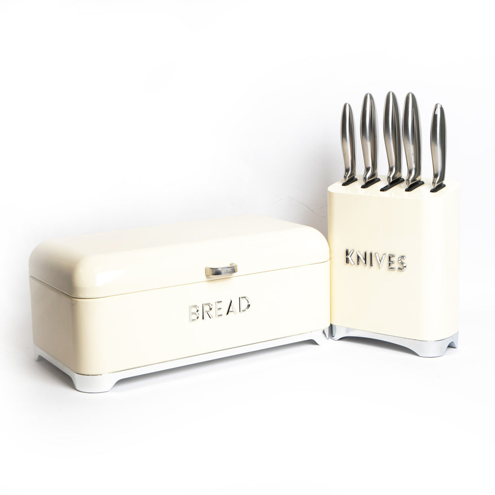 6pc Kitchenware Set with Bread Bin and 5pc Knife Set with Metal Storage Block - Lovello image 1