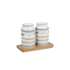 Classic Collection Vintage-Style Ceramic Salt and Pepper Shakers with Wooden Tray image 1