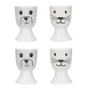 KitchenCraft Cat and Dog Egg Cup Set - Porcelain, 4 Pieces image 1