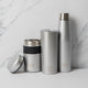 BUILT Set of Labelled Silver Perfect Seal 540ml Silver Hydration Bottle, 490ml Food Flask 9x15.5cm, Perfect Seal 590ml Double Walled Stainless Steel Hydration Travel Mug