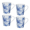 Set of 4 Mikasa Hampton Porcelain 330ml Blue Flower Conical Mugs