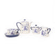 5pc Ceramic Tea Set with 4-Cup Teapot, Teacup, Saucer, Milk Jug and Sugar Bowl - Blue Rose