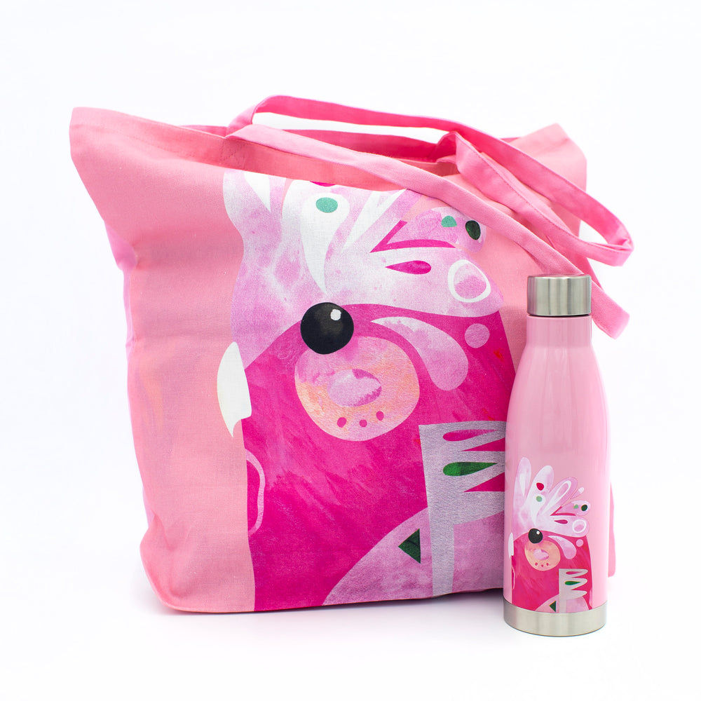 2pc Galah Hydration Travel Set with 500ml Double Walled Insulated Bottle and Cotton Tote Bag image 1