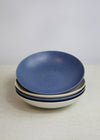 KitchenCraft Set of 4 Pasta Bowls in Gift Box, Lead-Free Glazed Stoneware - Embossed Blue / Cream image 1
