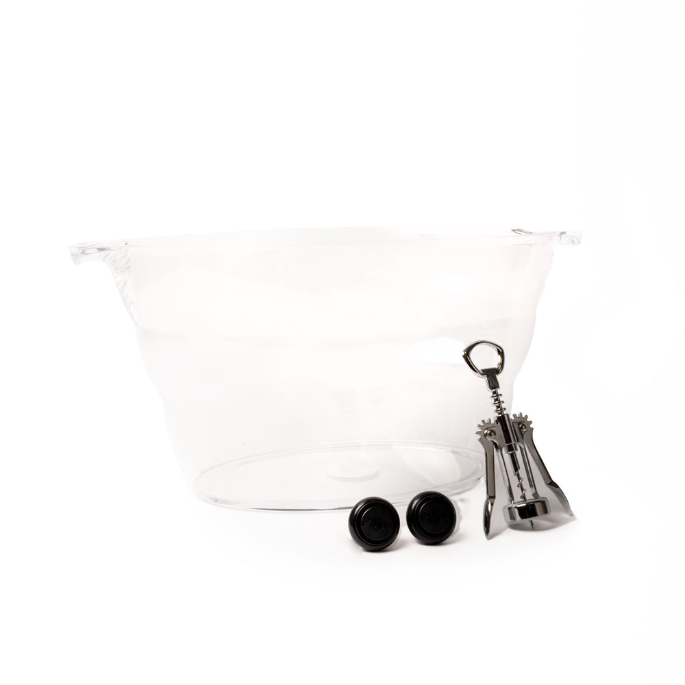 3pc Bar Accessories Set including Large Drinks Cooler, Chrome Wing Corkscrew and 2x Bottle Stoppers image 1