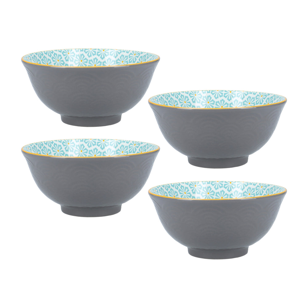 Set of 4 KitchenCraft Grey Arched Pattern Ceramic Bowls image 1