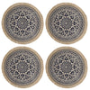 Creative Tops Set of 4 Jute Placemats with Mandala Design, Natural Printed Hessian - Blue image 1