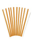 Natural Elements Reusable Straws, 10 Piece Bamboo Straw Set with Cleaning Brush, 19cm