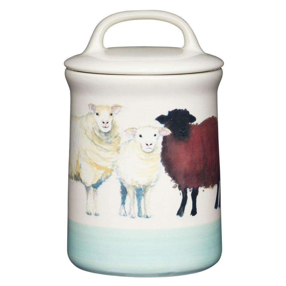 Apple Farm Sheep Coffee Canister Stoneware image 1