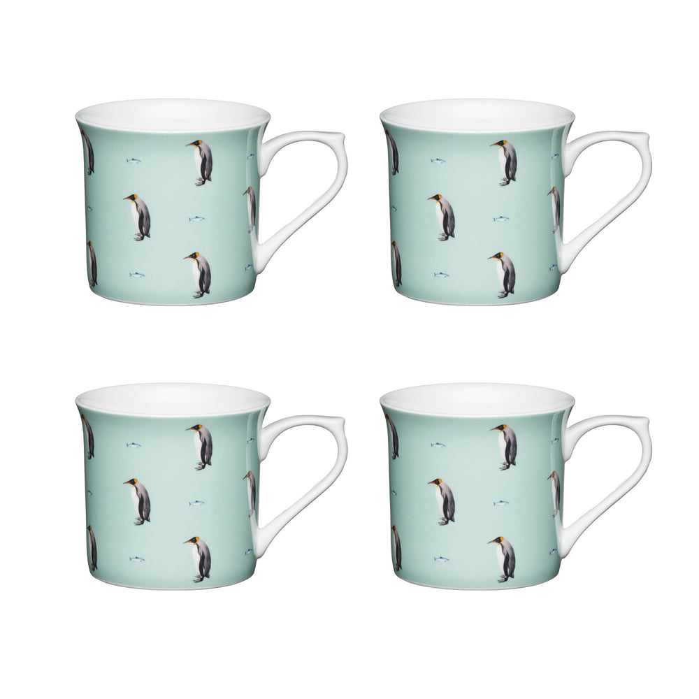 Set of 4 KitchenCraft Fluted China Penguin Mugs image 1