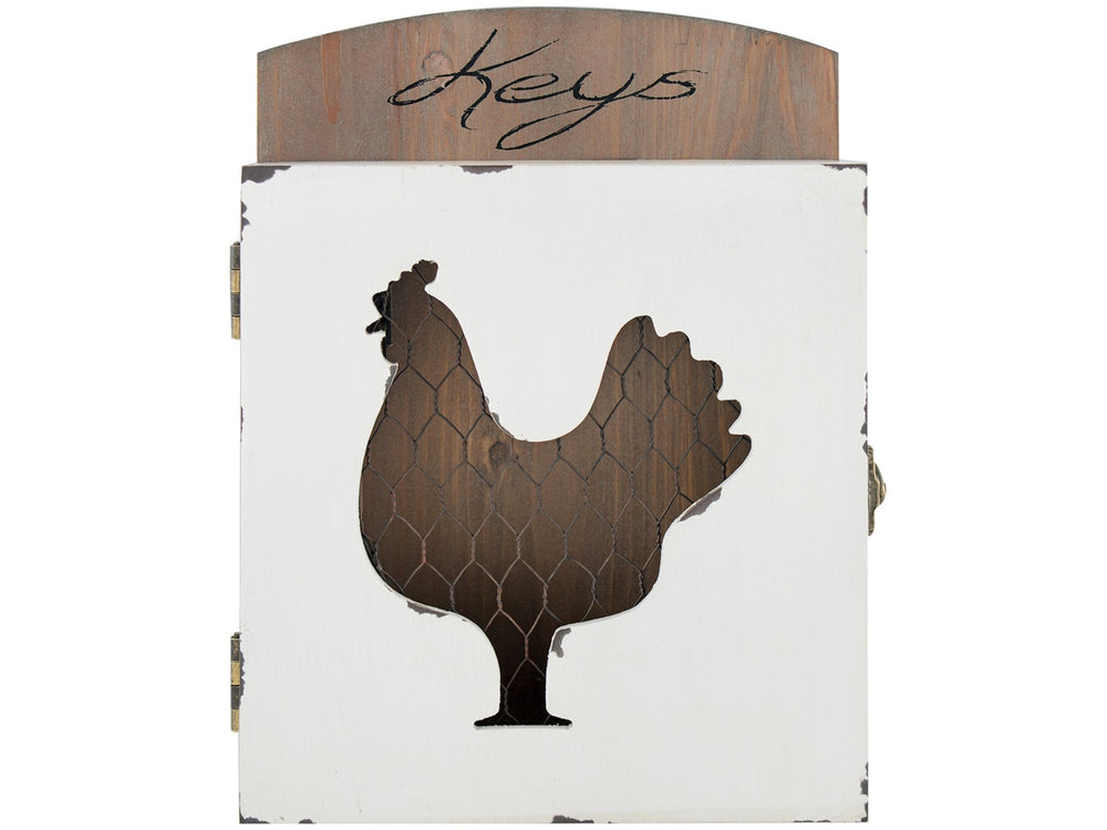 Creative Tops Farmers Market Shabby Chic Hen Wood and Chicken Wire Key Holder, Multi-Colour image 1